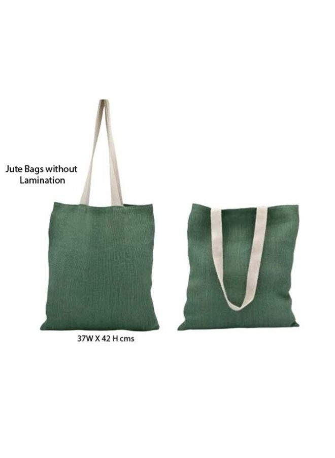 Fatio Set of 10 Eco-Friendly Jute Tote Bags – Reusable & Durable Shopping Bags with Cotton Handles - Image 3